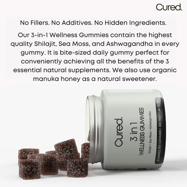 CURED 3-in-1 wellness gummies.